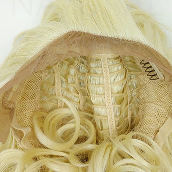Lace front long wavy blonde heat resistant wig